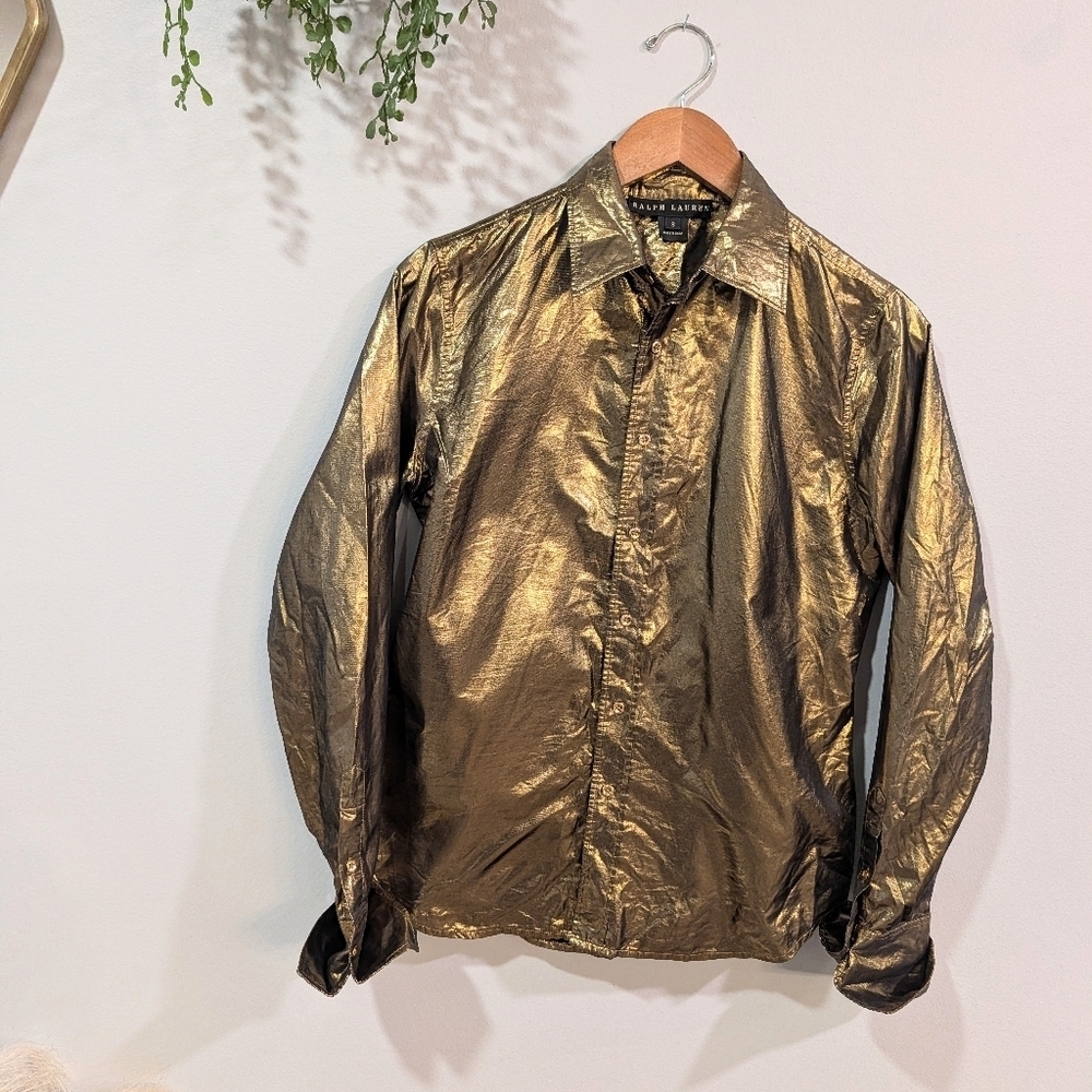 Ralph Lauren Metallic Gold Womens Shirt Size 8